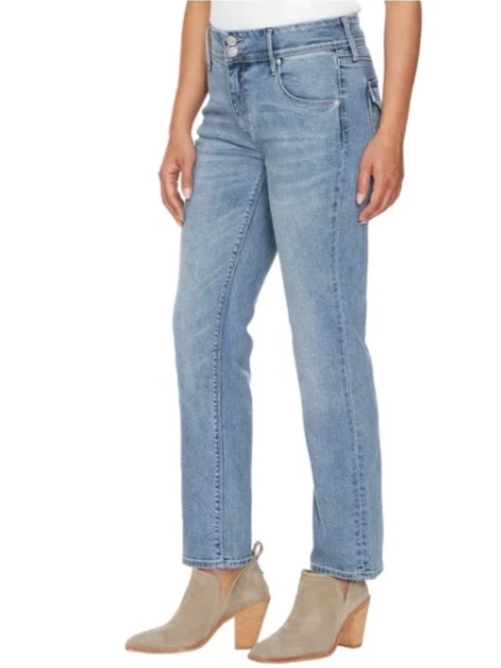 Hudson Jeans Size 12 Light Wash Double Button Flap Back Pocket Straight Leg EUC - Picture 3 of 15